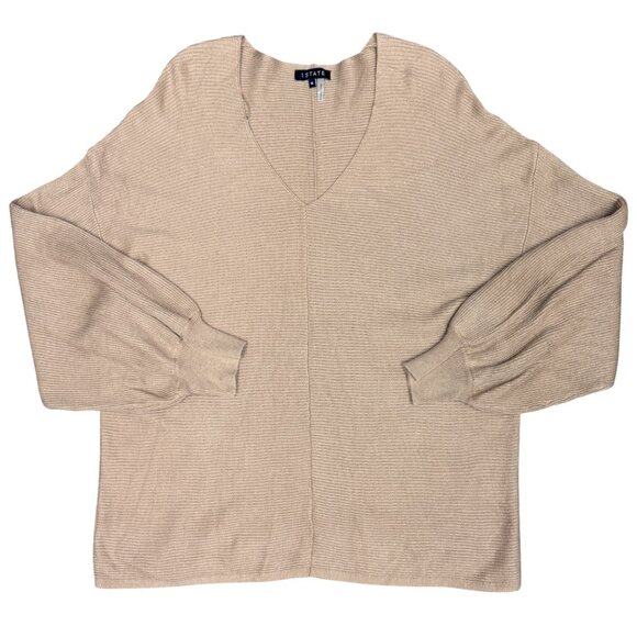 1.STATE Women's NWT Ribbed Knit Balloon Sleeve Sweater Wild Oak | Size XL - Picture 3 of 7